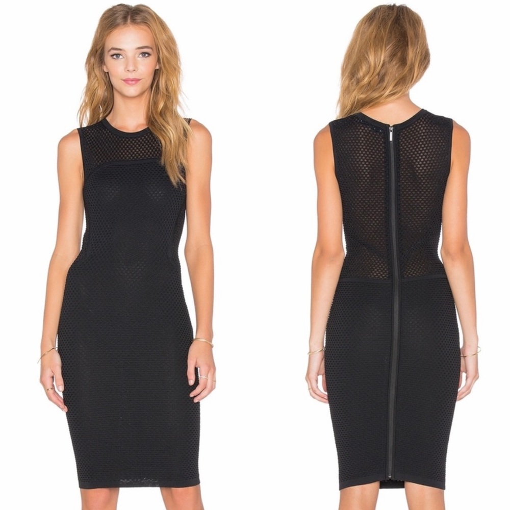 John + Jenn Black Sleeveless Midi Bodycon Dress
